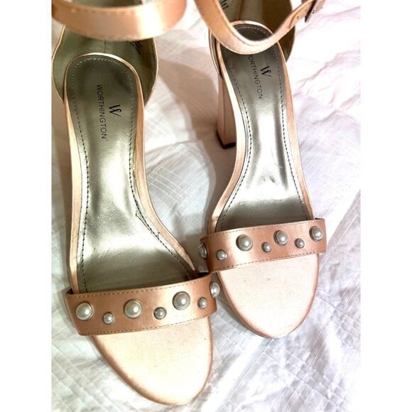 Worthington Dusty Rose Size 7 Heels with Faux Pearls NWOT - Picture 2 of 12
